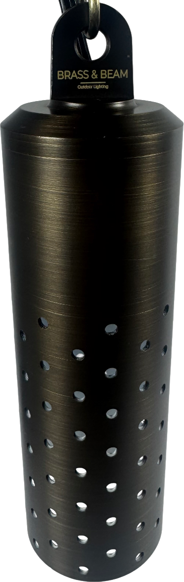 Perforated moonlighting fixture for tree-mounted downlighting